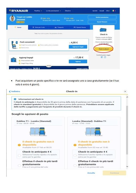 check in tramite sito web 2